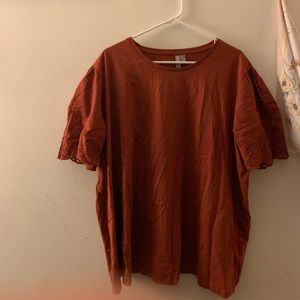 ASOS Curve Brown T-Shirt with Sleeve Detail